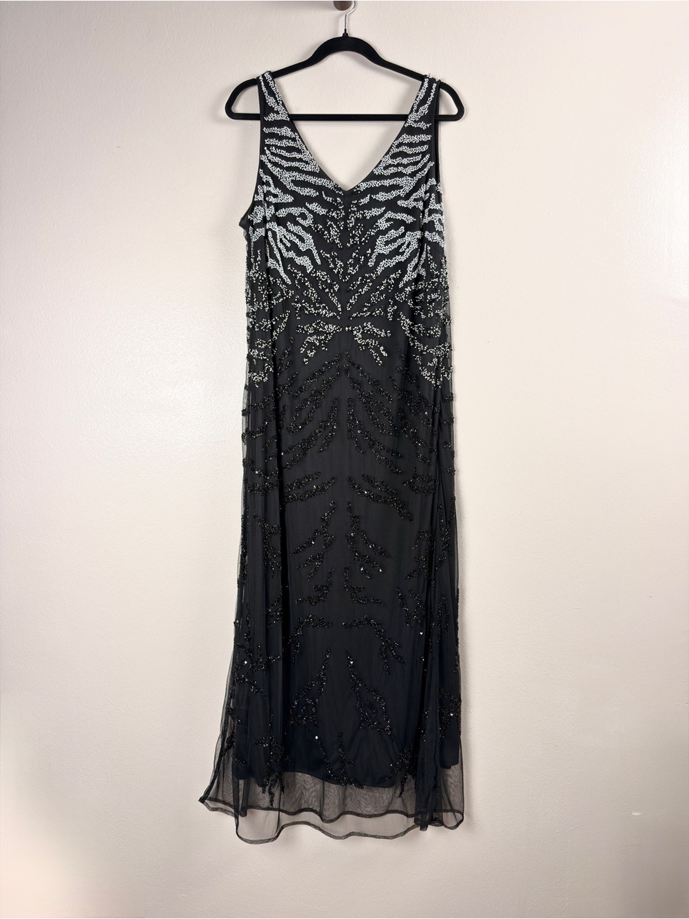 Marina Rinaldi Black & White Beaded Evening Gown Size 23